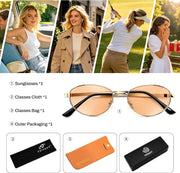 ÉÌƷͼƬ 27 | B0GVDQNHD2 | FEISEDY Oval Metal Sunglasses for Women and Men, Classic UV400 Protection Shades Retro Trendy Driving Fishing Eyewear B0430