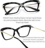 ÉÌƷͼƬ 32 | B088WVS65H | FEISEDY Crystal Cat Eye Reading Glasses Blue Light Blocking Reader Anti Eyestrain Glasses B2596 Champagne 1.75x
