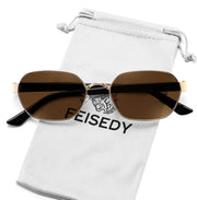 Gold Frame + Tea Lens / 54 Millimeters | B0GY4FZHF4 | FEISEDY Women and Men UV400 Protection Sunglasses, Polygon Square Metal Frame Retro Stylish Shades B0452