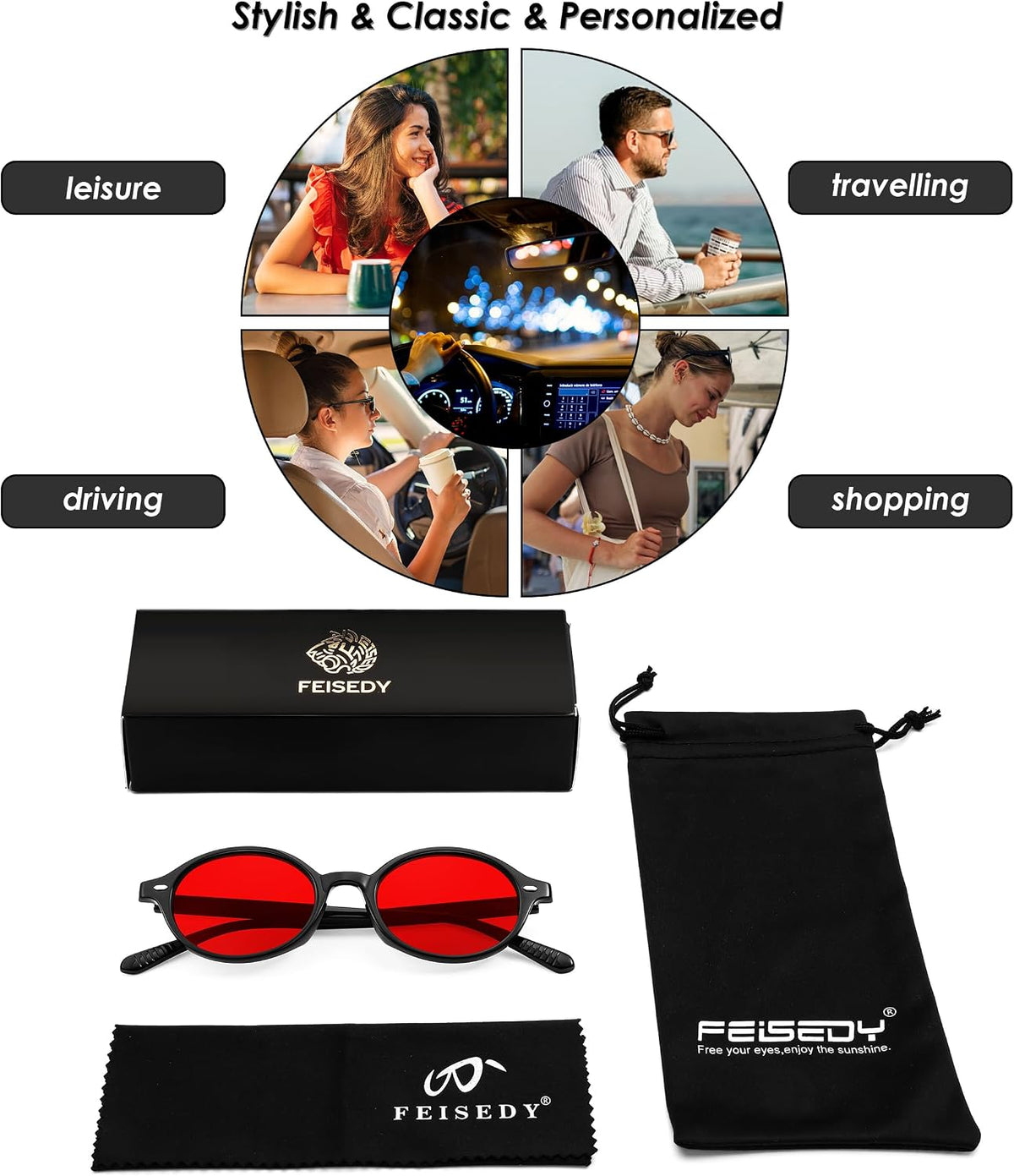 ÉÌƷͼƬ 85 | B0DTHVTKB5 | FEISEDY Retro Oval Sunglasses for Women 90s Narrow Round Lightweight Shades Y2k Trendy Sunnies B1171