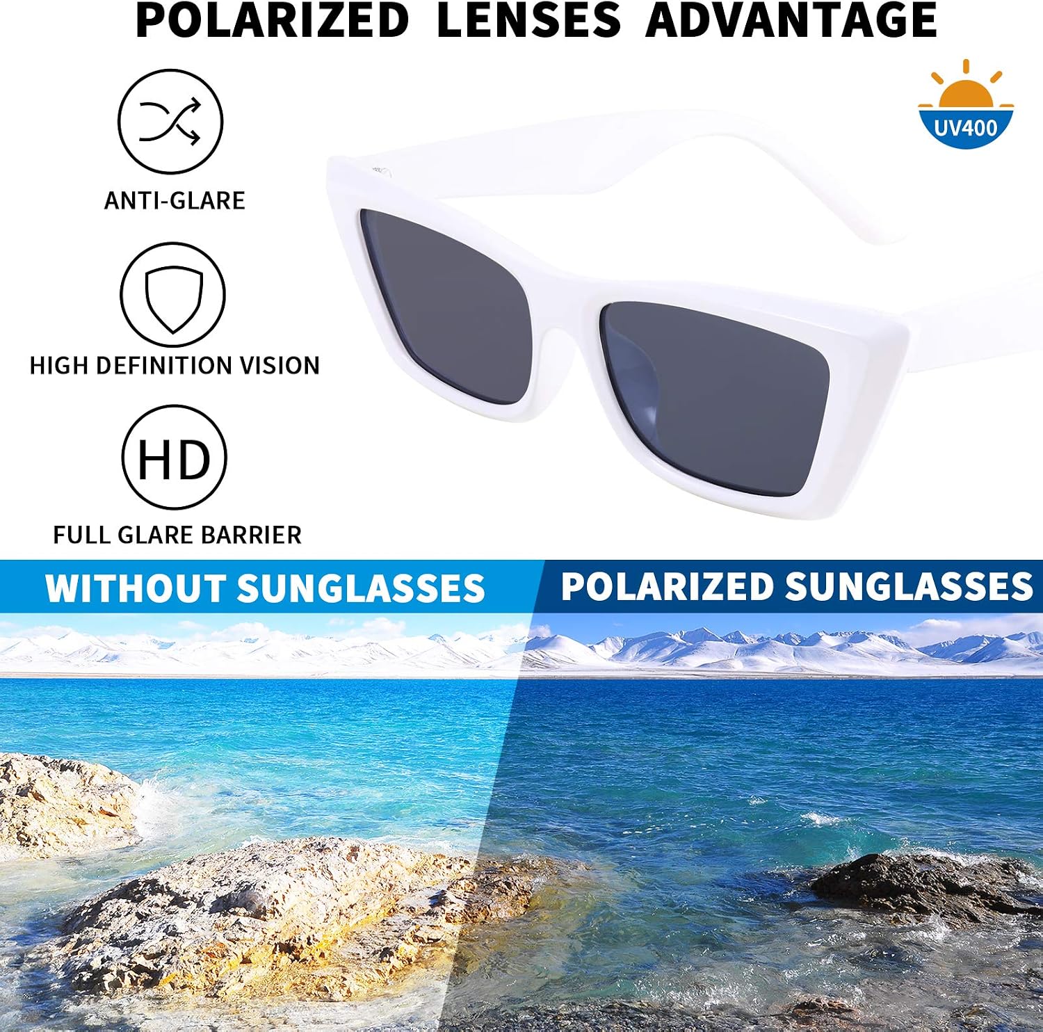 商品图片 13 | B08TM3J1R9 | FEISEDY Small Cateye Square Polarized Sunglasses Women Classic Thick Rectangle Frame UV400 Sun Glasses B2736