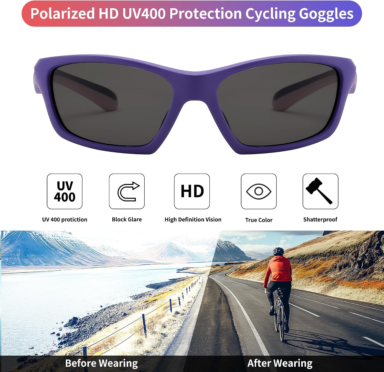 商品图片 19 | B0D1GDXPL3 | FEISEDY Kids Polarized Sunglasses TR90 Sports Cycling Glasses UV400 for Boys Girls Age 3-10 B0160