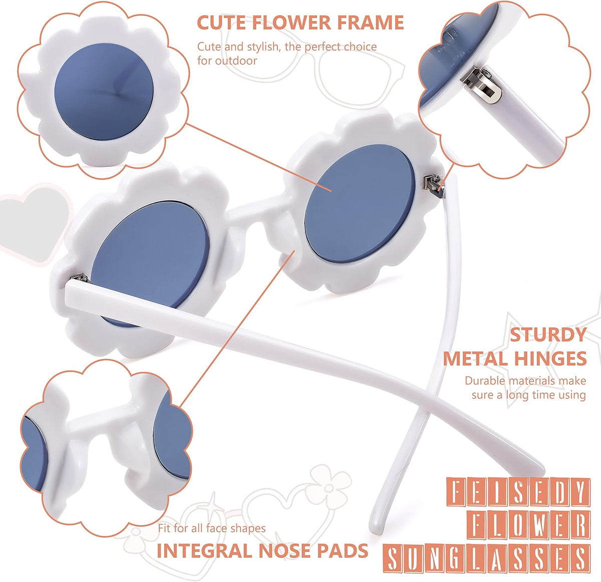 ÉÌƷͼƬ 3 | B0B56MHCN1 | FEISEDY 2 Pack Flower Sunglasses Toddler Beach Party Holiday Round Cute Sun Glasses B2315