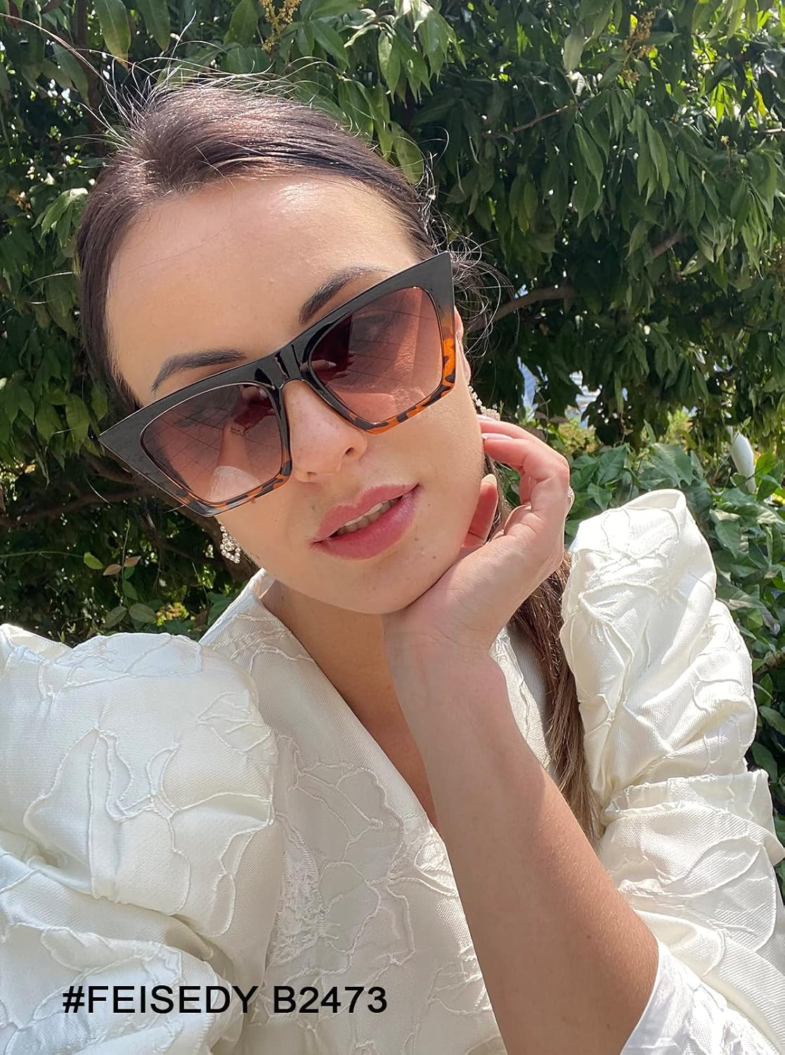 商品图片 56 | B0C5378735 | FEISEDY Vintage Square Cat Eye Sunglasses Women Trendy Cateye Sunglasses B2473
