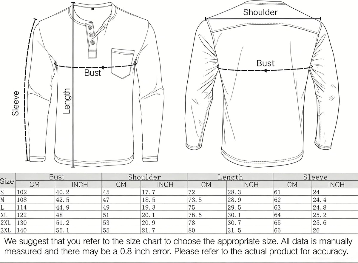 商品图片 21 | B0GJL9QY1W | Men's Long/Short Sleeve Polo Shirt, Soft Cotton Pocket Crew Tee Classic Men Shirts Casual Henley T-Shirt for Golf Daily Wear