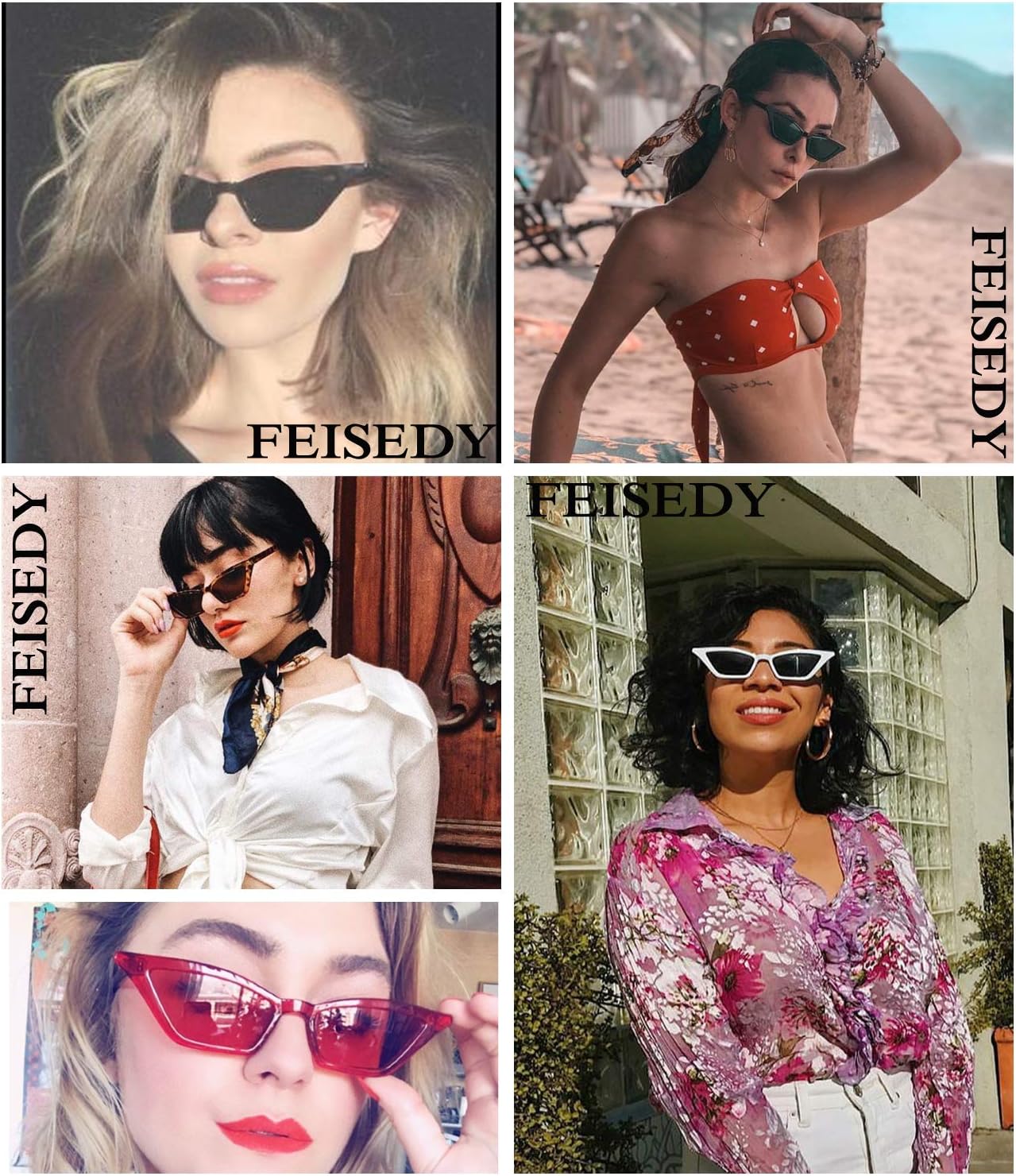 商品图片 108 | B079KYQYT3 | FEISEDY Small Cat Eye Sunglasses Vintage Square Shade Women Eyewear B2291