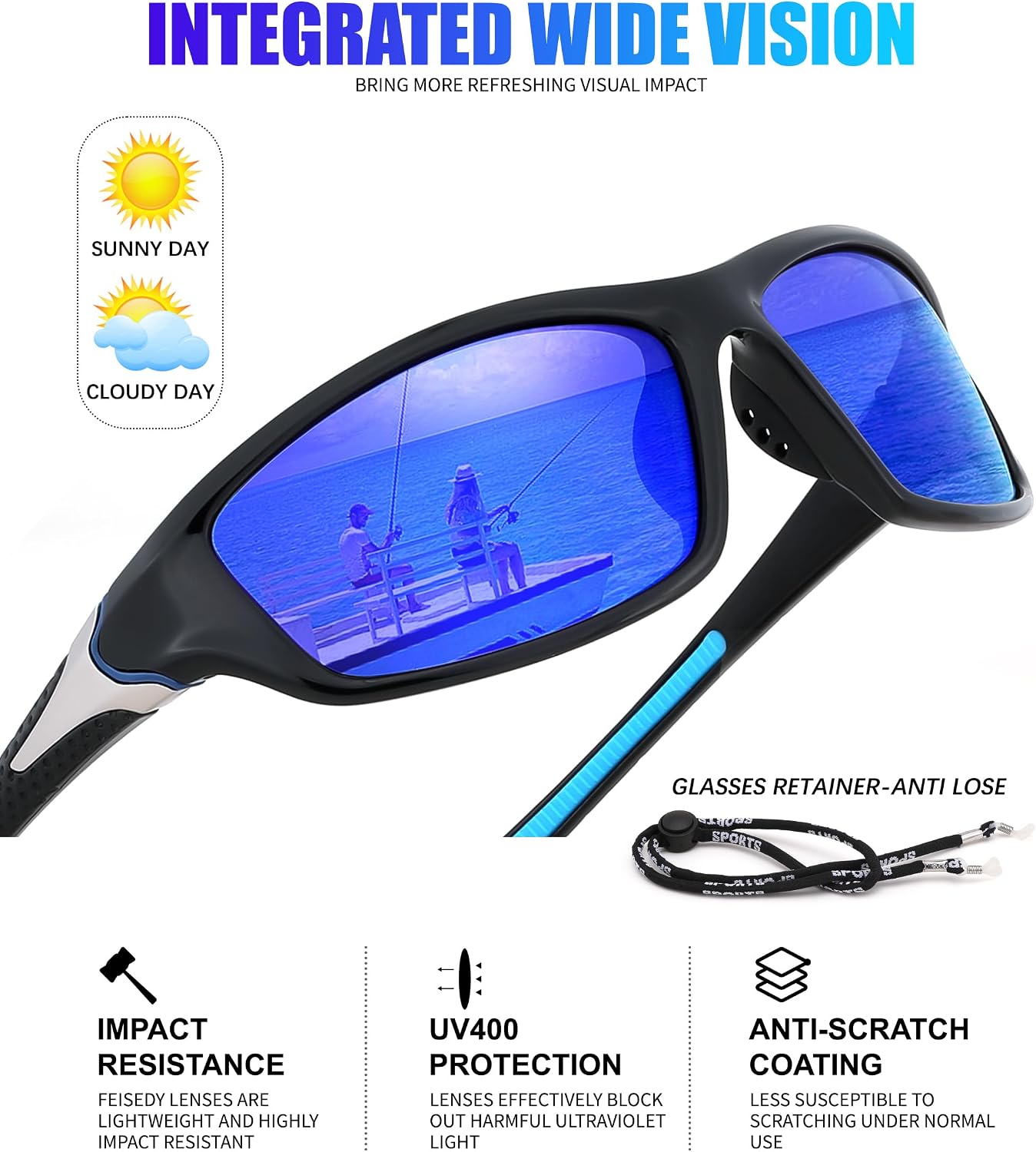 商品图片 27 | B09CT4VMCM | FEISEDY Classic Men Polarized Sports Sunglasses Night Driving Yellow Lenses Cycling Fishing Driving Glasses B2674