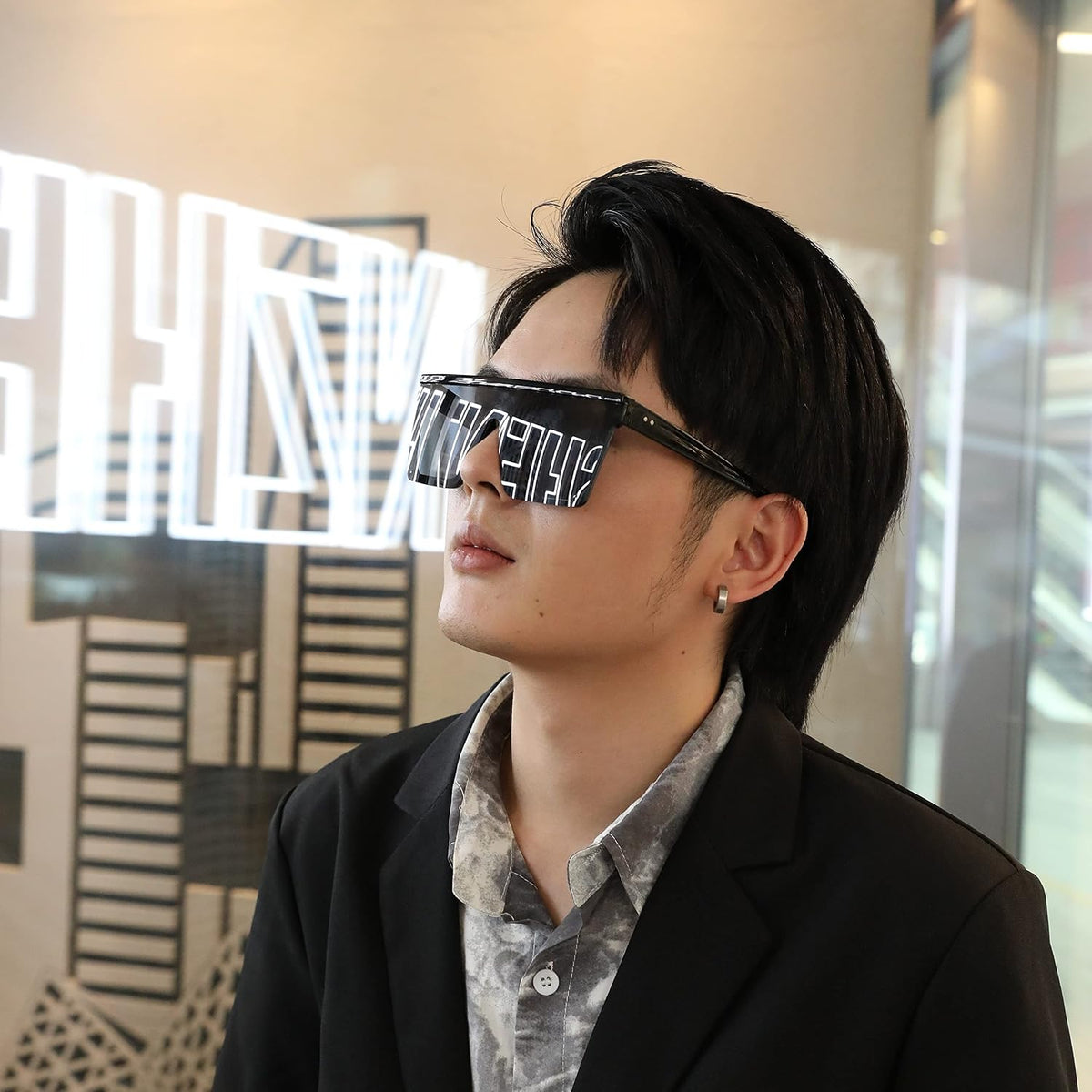 ÉÌƷͼƬ 117 | B09H6XXSDN | FEISEDY Oversized Sunglasses Mens Womens Flat Top Square Trendy Visor Shades UV400 B2470