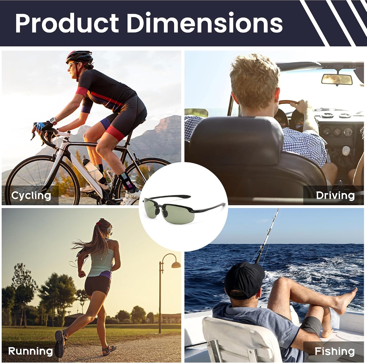 商品图片 24 | B0FY1FT8ZN | FEISEDY Sports Sunglasses for Men Women TR90 Rimless Frame for Running Fishing Driving B0349