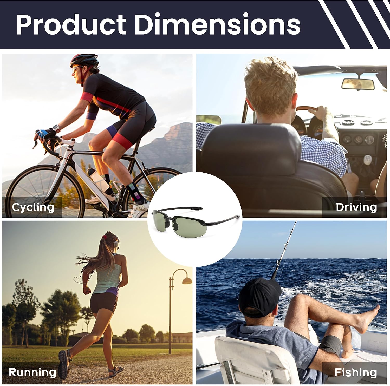 商品图片 24 | B0FY1FT8ZN | FEISEDY Sports Sunglasses for Men Women TR90 Rimless Frame for Running Fishing Driving B0349