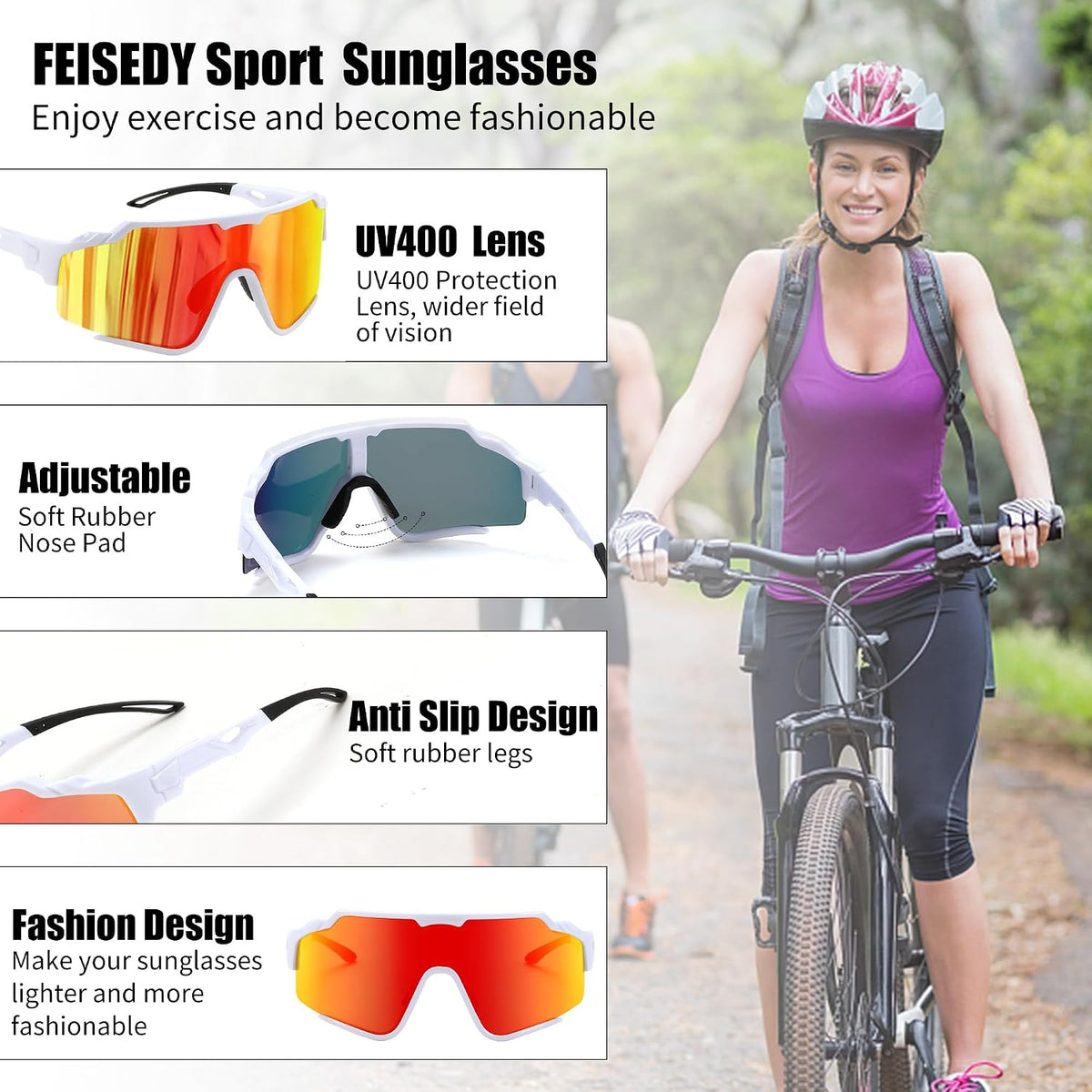 ÉÌƷͼƬ 13 | B0CTQ1VCY3 | FEISEDY Polarized Sports Sunglasses for Men Women, Baseball Cycling Fishing Sunglasses UV400 Protection B0134