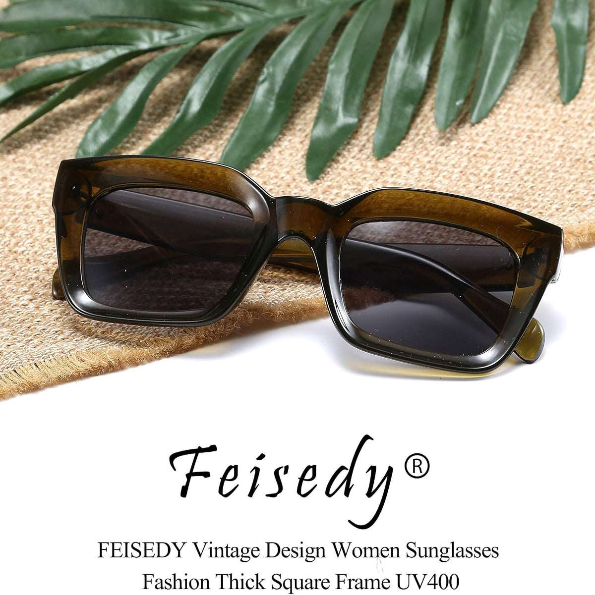 ÉÌƷͼƬ 62 | B07MNGNLNT | FEISEDY Classic Women Sunglasses Fashion Thick Square Sun Glasses B2471