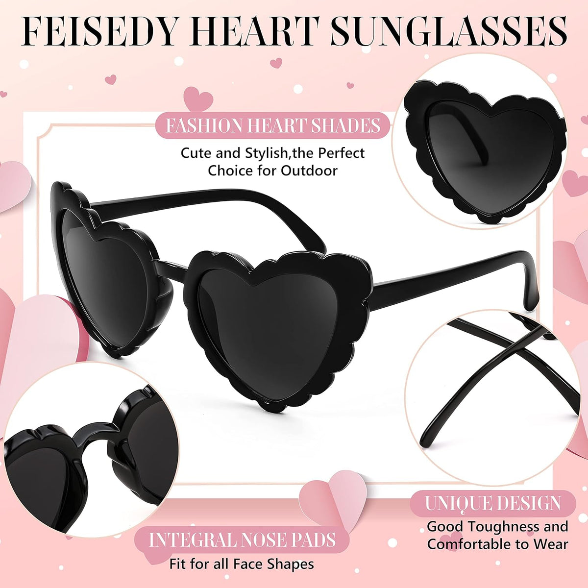 ÉÌƷͼƬ 5 | B0B8R3G4T8 | FEISEDY Love Heart Shaped Sunglasses for Women Trendy Retro Cat Eye Mod Style Stylish Glasses B2336