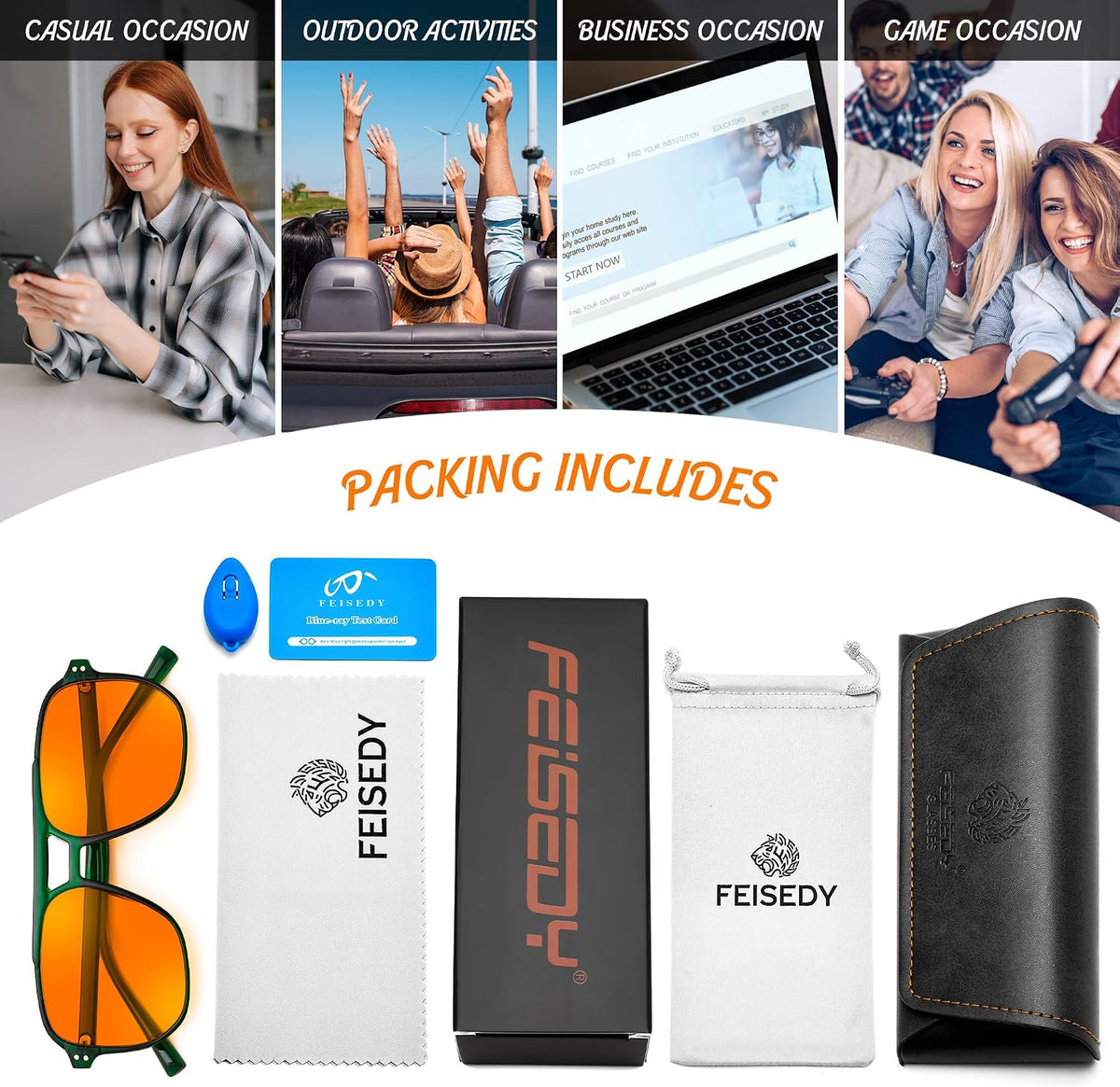 ÉÌƷͼƬ 73 | B0GCVQFPW9 | FEISEDY Blue Light Glasses for Computer Gaming Anti Eyestrain Glasses G2835