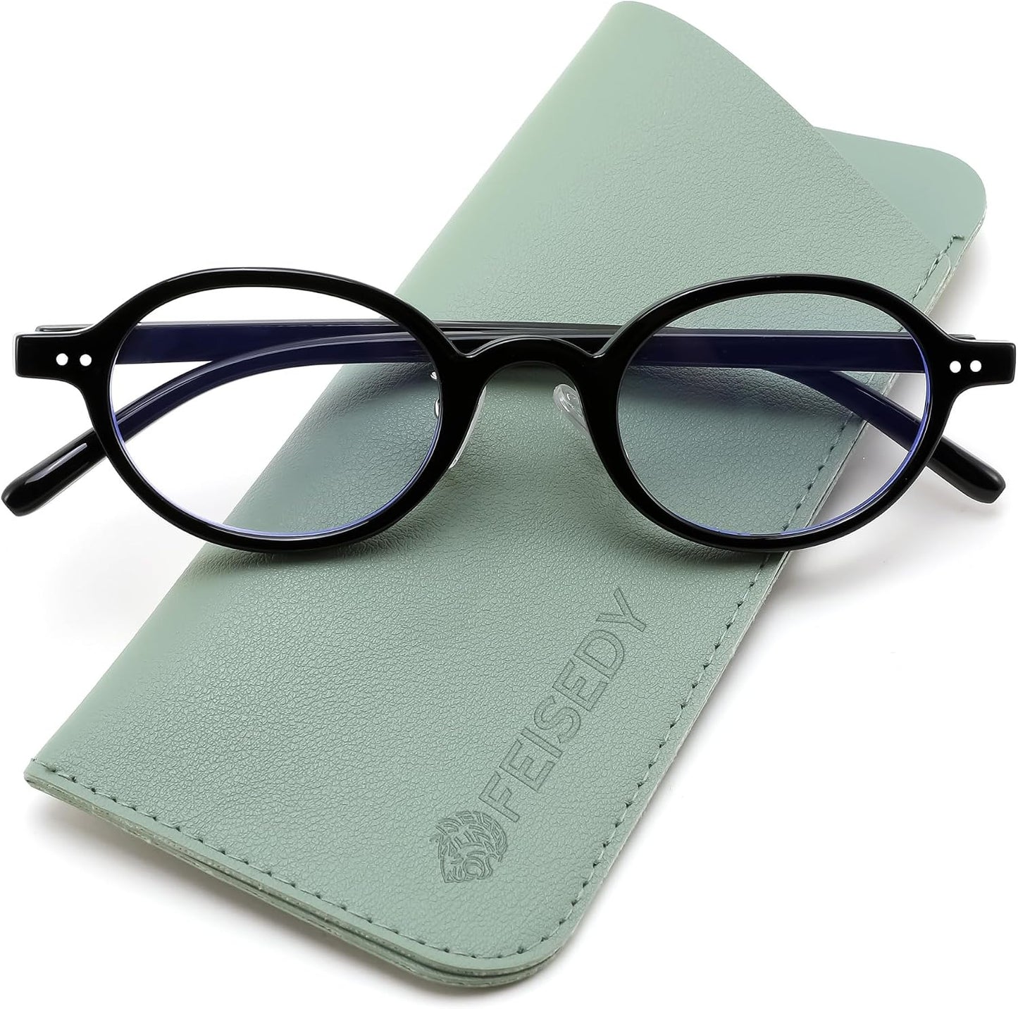 Glossy Black / 3.0 x | B0GZPYW5PB | FEISEDY Retro Small Oval Reading Glasses for Men Women Blue Light Blocking Computer Readers B1663