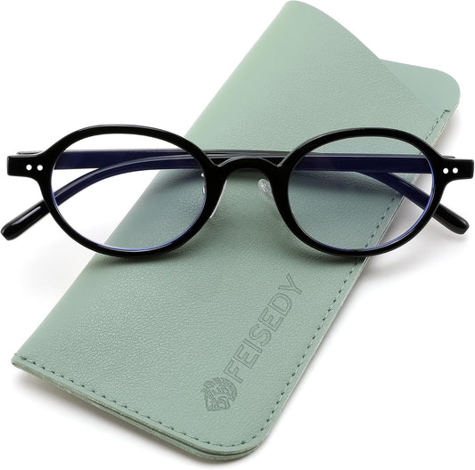 Glossy Black / 3.0 x | B0GZPYW5PB | FEISEDY Retro Small Oval Reading Glasses for Men Women Blue Light Blocking Computer Readers B1663