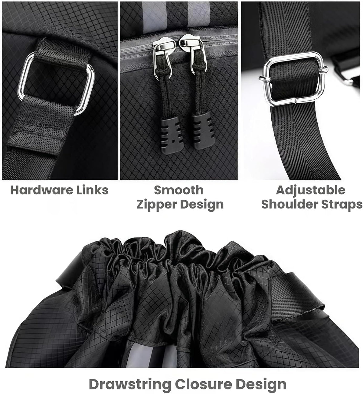 商品图片 3 | B0H2HGPG4D | Sports Drawstring Backpack for Women Men String Swim Gym String Bag with Reflective Strip Shoes Compartment Wet Proof Pocke