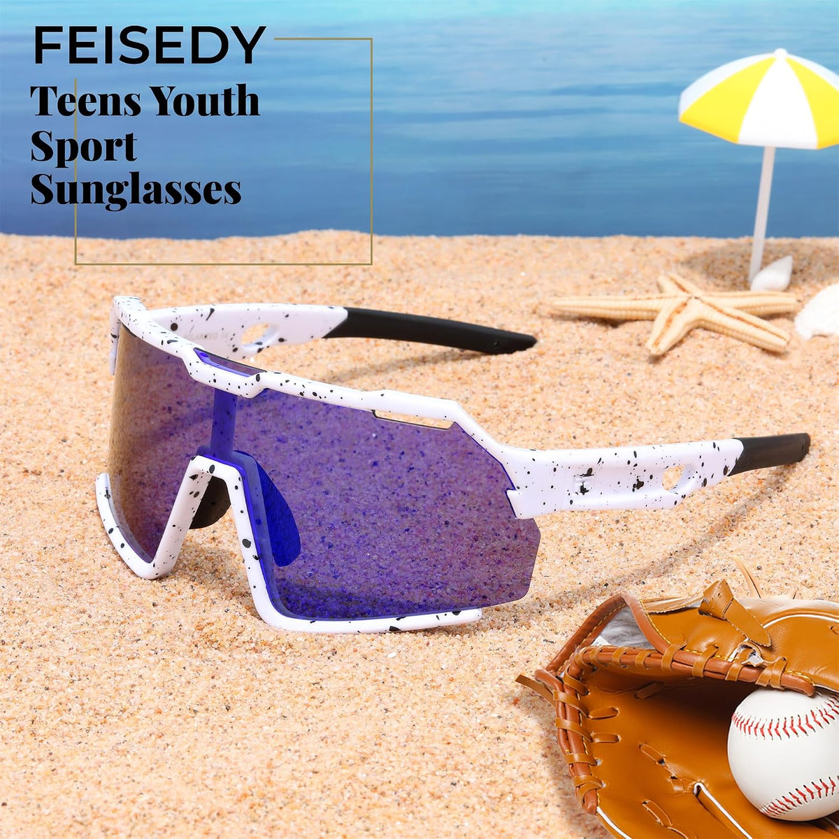 ÉÌƷͼƬ 3 | B0F32C9J2Q | FEISEDY Polarized Kids Sunglasses Youth Sports Cycling Shades,UV400 Protection For Teens Baseball Tennis Sunglasses B0092