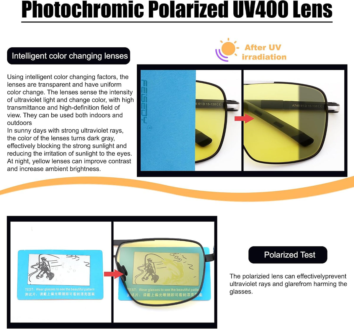 ÉÌƷͼƬ 20 | B0D6RBYFQB | FEISEDY Polarized Aviator Photochromic Sunglasses Men Women for Day and Night Driving Metal Frame B0172