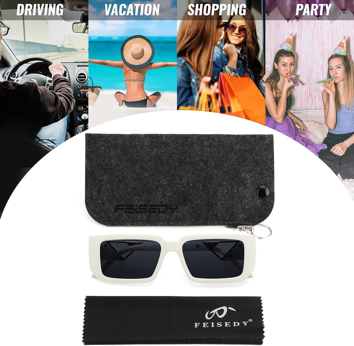 ÉÌƷͼƬ 7 | B0BP7NZR55 | FEISEDY Small Fashion Square Sunglasses for Women Men 90s Vintage Rectangle Sunglasses B2972