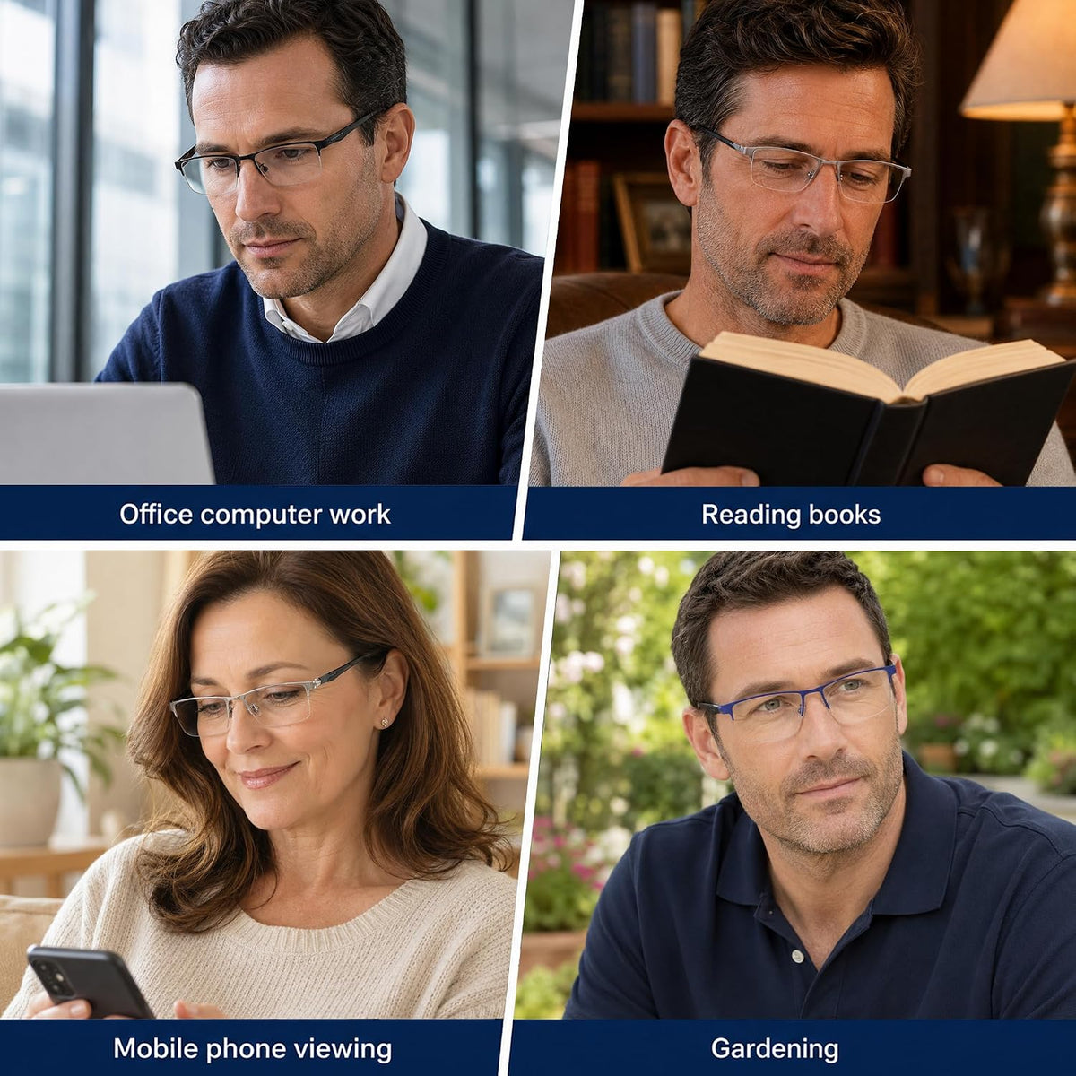 商品图片 18 | B0HBWVWRX5 | FEISEDY Rectangle Blue Light Blocking Reading Glasses Half Frame B0462