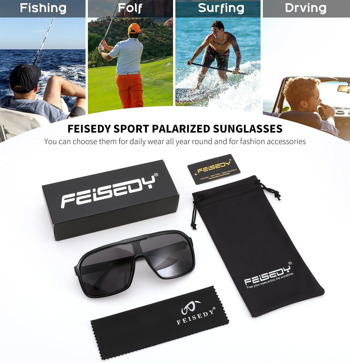 ÉÌƷͼƬ 52 | B0CWTZ9491 | FEISEDY Fashion Polarized Sunglasses Oversized One Piece Reflective Lens Sports Sun Glasses B0122