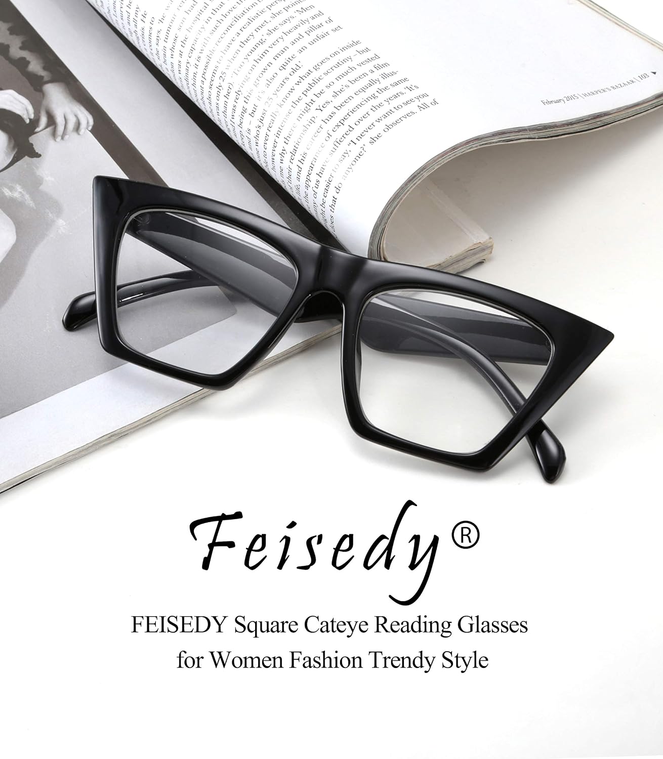 商品图片 22 | B08VNQPH3Y | FEISEDY Square Cat Eye Reading Glasses Blue Light Blocking Women Fashion Cateye Reader Anti Glare Digital Eyestrain B2604