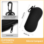 ÉÌƷͼƬ 22 | B0GFYDDD2Y | FEISEDY 2Pack Sunglasses Soft Case Ultra Light Neoprene Zipper Portable Eyeglass Pouch with Belt Clip B0385
