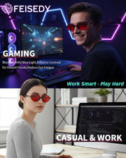 ÉÌƷͼƬ 2 | B0GRTTF33N | FEISEDY Oval Blue Light Glasses for Women Men, Red Lens Anti-Blue Light, Fashion Computer Gaming Eyeglasses B0415
