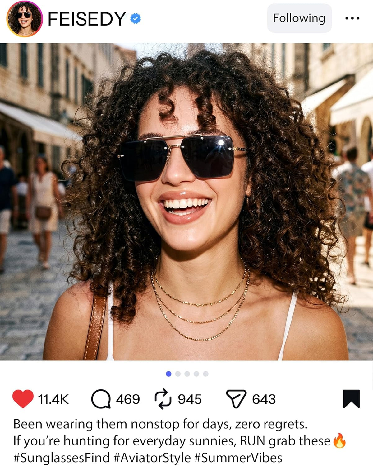 商品图片 3 | B0HFJXV98G | FEISEDY Rimless Aviator Sunglasses for Women Men Luxury UV400 Shades