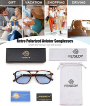 ÉÌƷͼƬ 49 | B0H2V9BFS5 | FEISEDY Retro Polarized Aviator Square Sunglasses for Women Men UV400 B0357