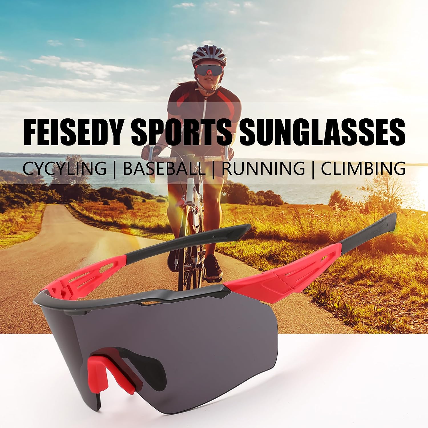 商品图片 6 | B0CZDZR9PM | FEISEDY Sports Sunglasses for Men Women,Driving Fishing Cycling Mountain Sunglasses UV400 Protection B0149