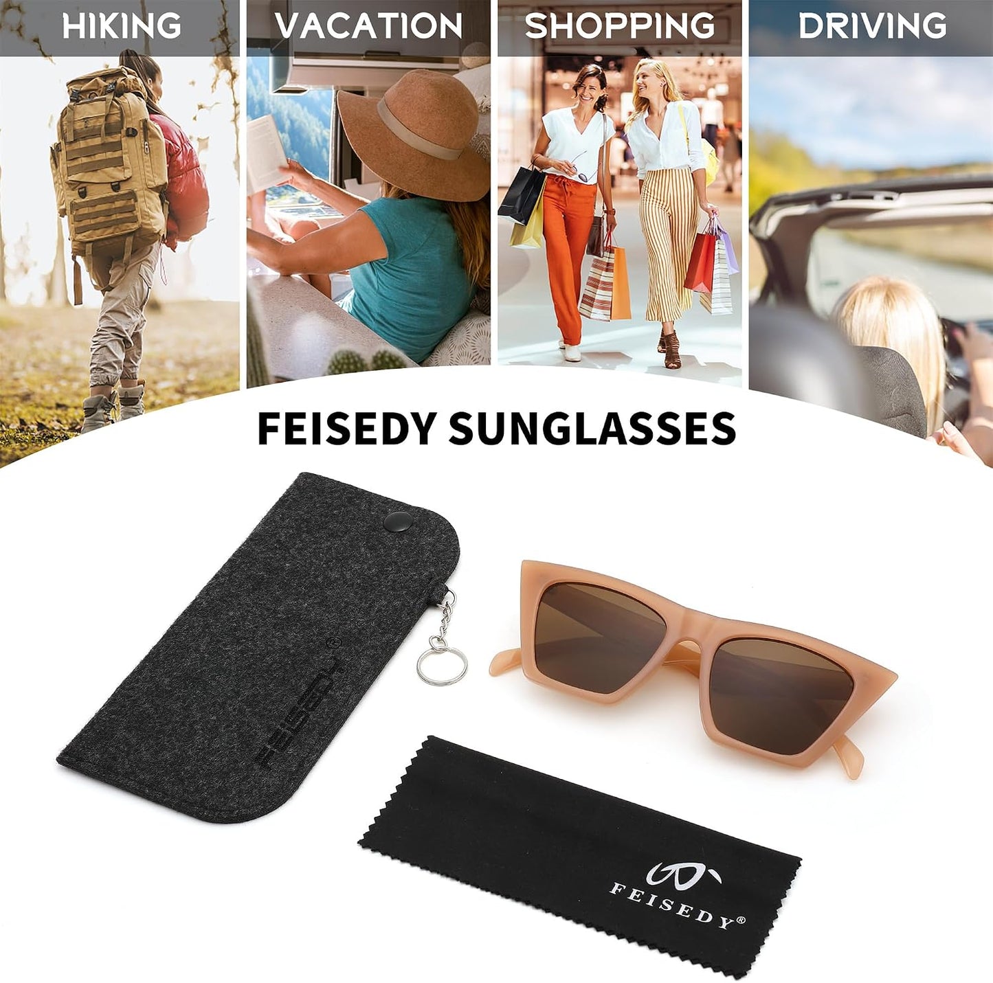 商品图片 32 | B0C5378735 | FEISEDY Vintage Square Cat Eye Sunglasses Women Trendy Cateye Sunglasses B2473