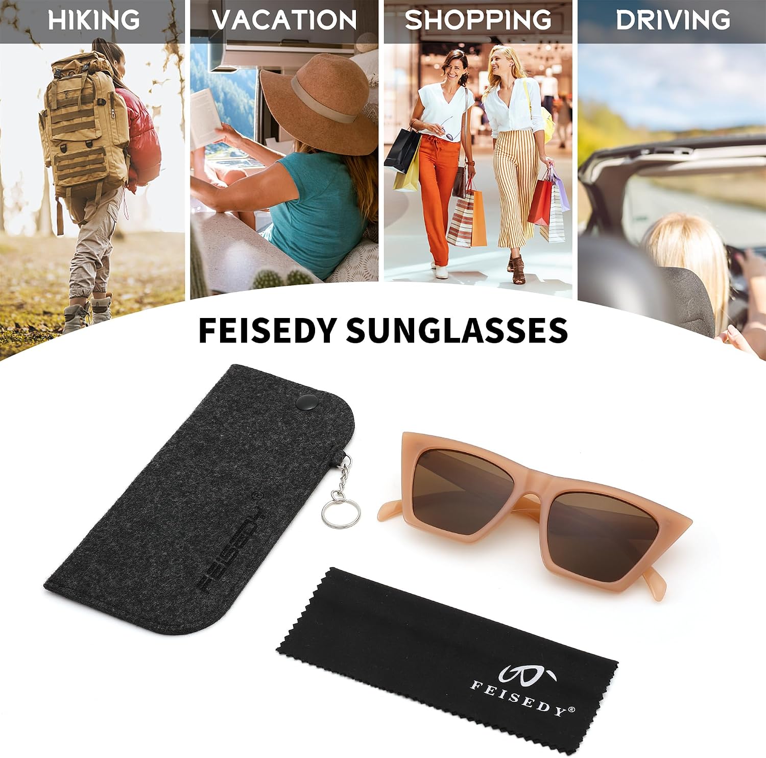 商品图片 32 | B0C5378735 | FEISEDY Vintage Square Cat Eye Sunglasses Women Trendy Cateye Sunglasses B2473