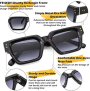 ÉÌƷͼƬ 4 | B0CHMMTXNK | FEISEDY Retro Rectangle Sunglasses Trendy Chunky Square Sun Glasses for Women Men UV400 Protection B0073