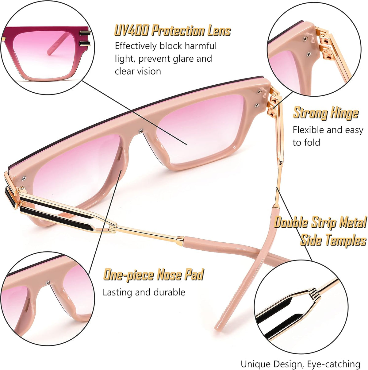 ÉÌƷͼƬ 5 | B0B23NX2M4 | FEISEDY Fashion Square Sunglasses for Women Men Retro Metal Side Shades UV400 Protection Lens B2678