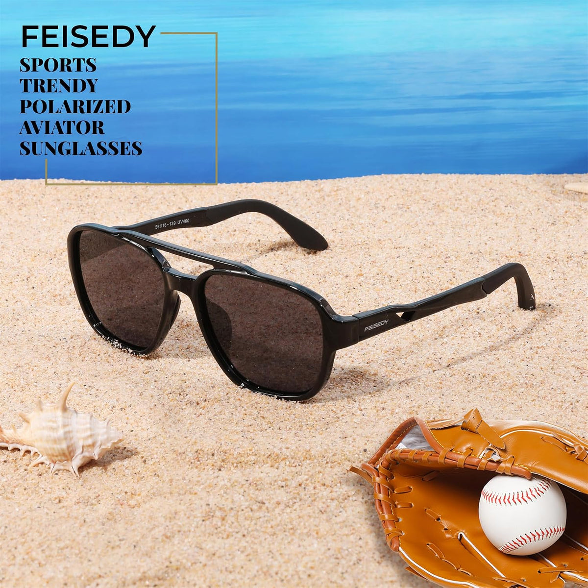 ÉÌƷͼƬ 58 | B0DSVK9L2R | FEISEDY Retro Aviator Polarized Sunglasses Women Men Outdoors B0260
