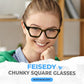 商品图片 2 | B0CWRK3FFF | FEISEDY Blue Light Blocking Glasses Women Men Chunky Square Computer Glasses B0101