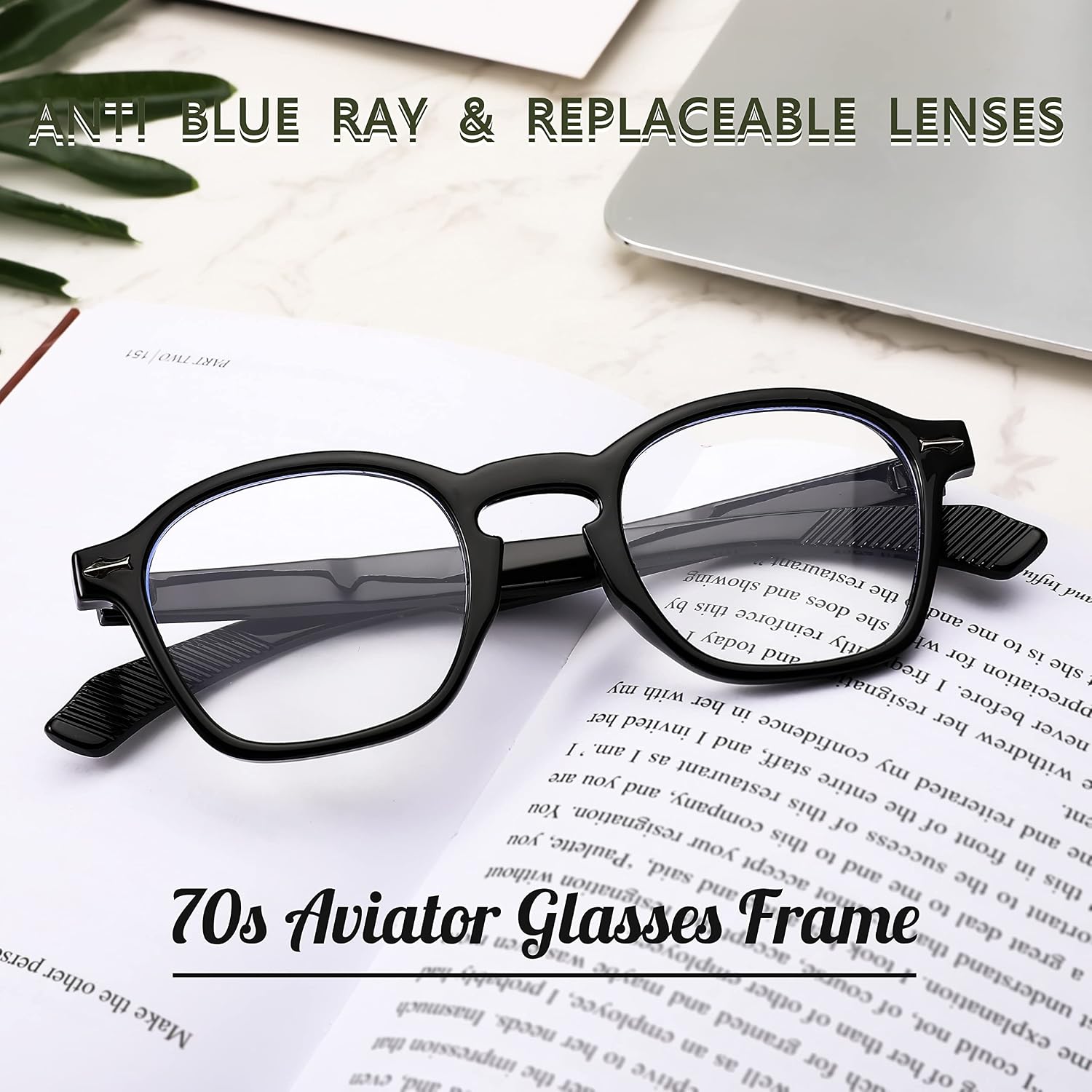 商品图片 6 | B0B7MDH4RM | FEISEDY Women Men Blue Light Blocking Computer Glasses Retro Small Round Sqaure Frame Eyewear B2928