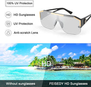 ÉÌƷͼƬ 42 | B09L4V27YS | FEISEDY Square Oversized Sunglasses for Men Women Flat Top B2765