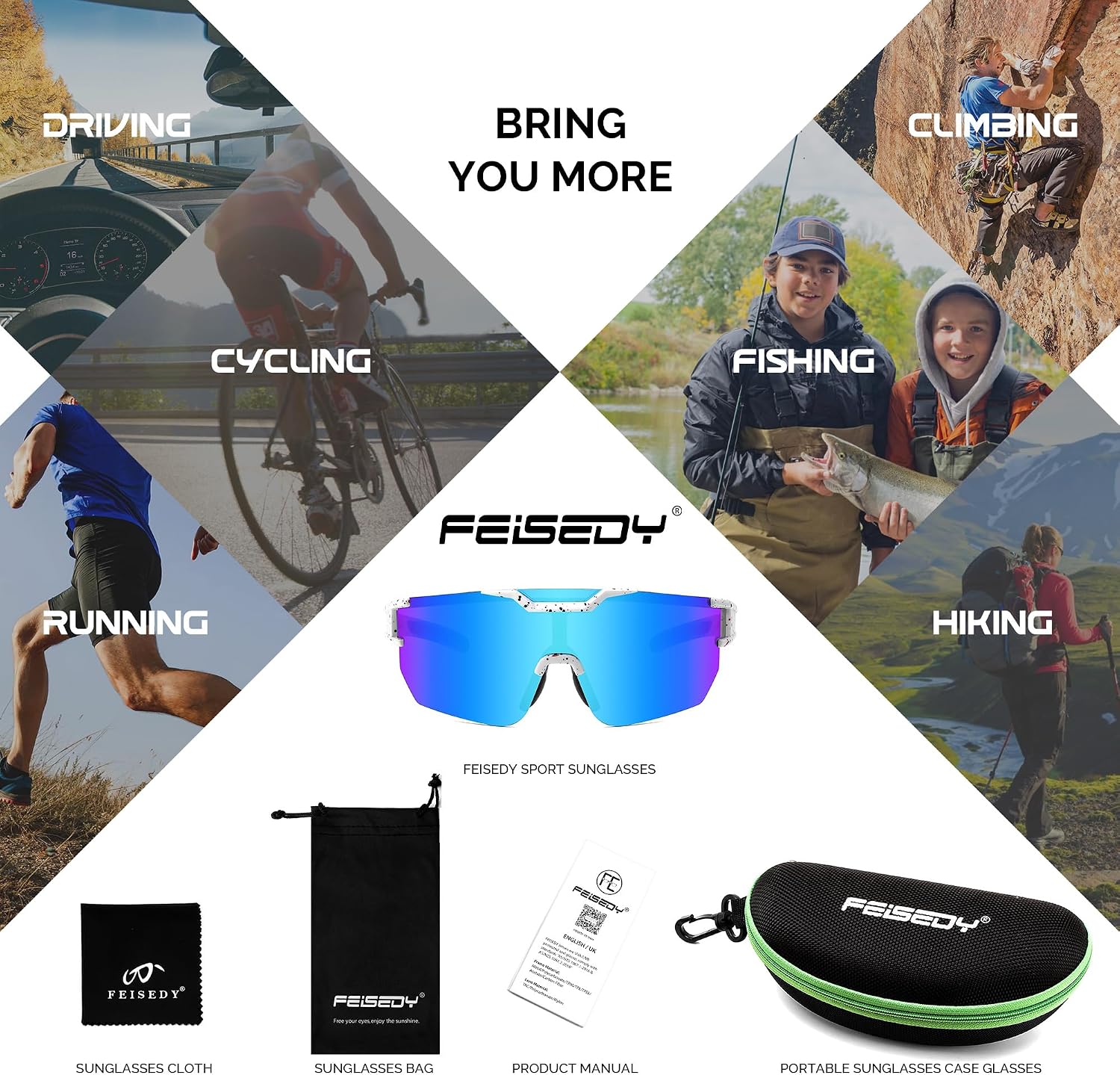 商品图片 40 | B0DBVLTVQD | FEISEDY Kids Sunglasses Youth Baseball Sun Glasses, UV400 Sports Cycling Softball Sunglasses for Adult Boys Girls B0227