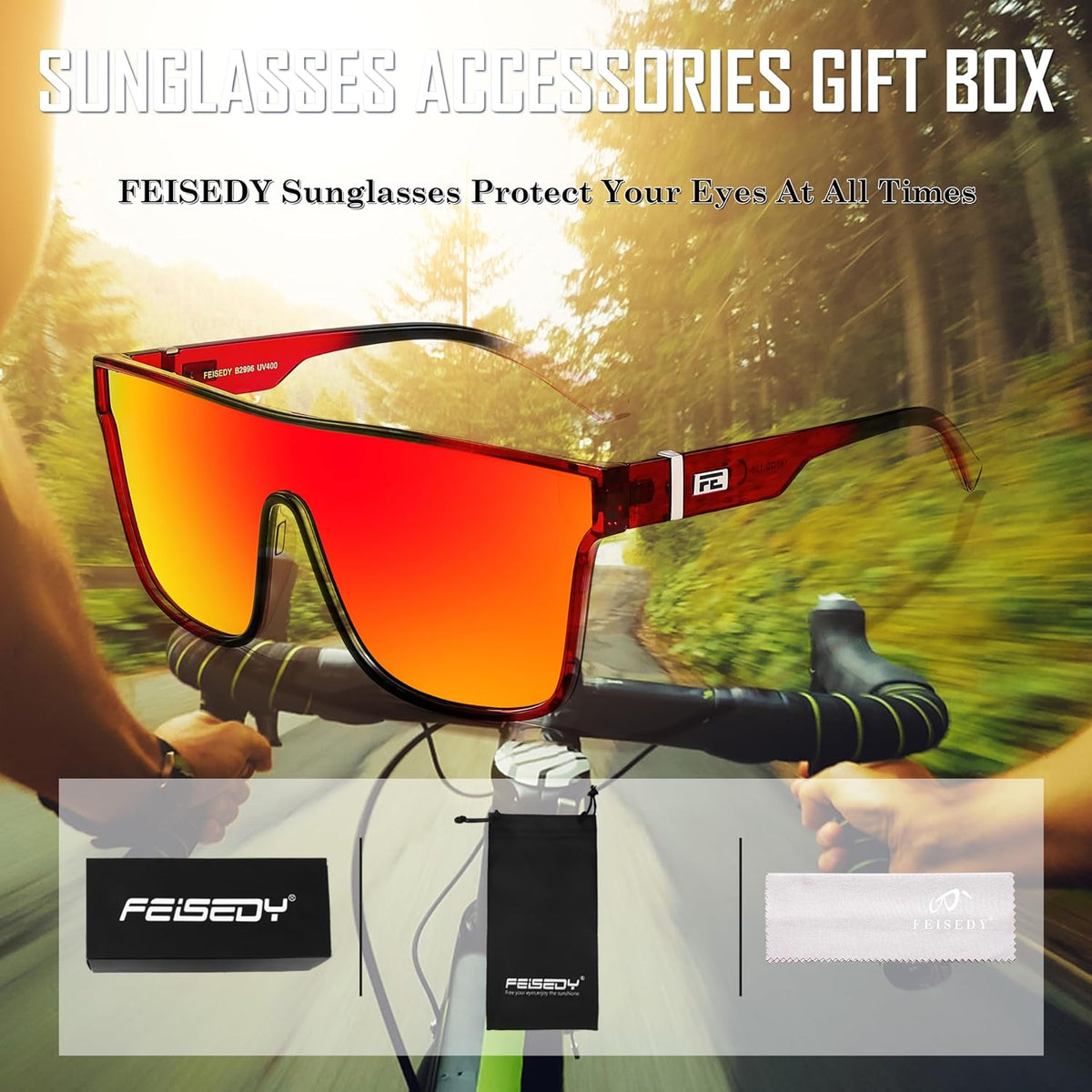 ÉÌƷͼƬ 113 | B0B2836HD6 | FEISEDY Sunglasses for Women Men, Fashion Mirrored Single Lens Shades