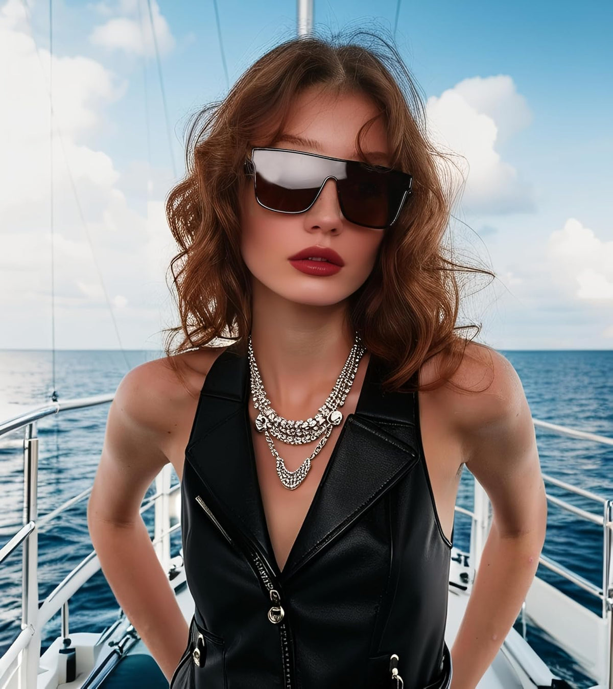 ÉÌƷͼƬ 25 | B0B2836HD6 | FEISEDY Sunglasses for Women Men, Fashion Mirrored Single Lens Shades