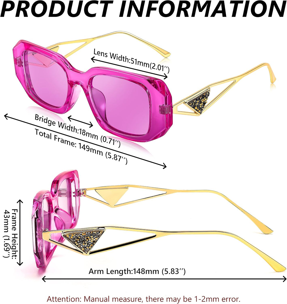 商品图片 14 | B0BV5YP1F2 | FEISEDY Retro Rectangle Sunglasses for Women Trendy Small Square Sunglasses 90s Vintage Shades B2968