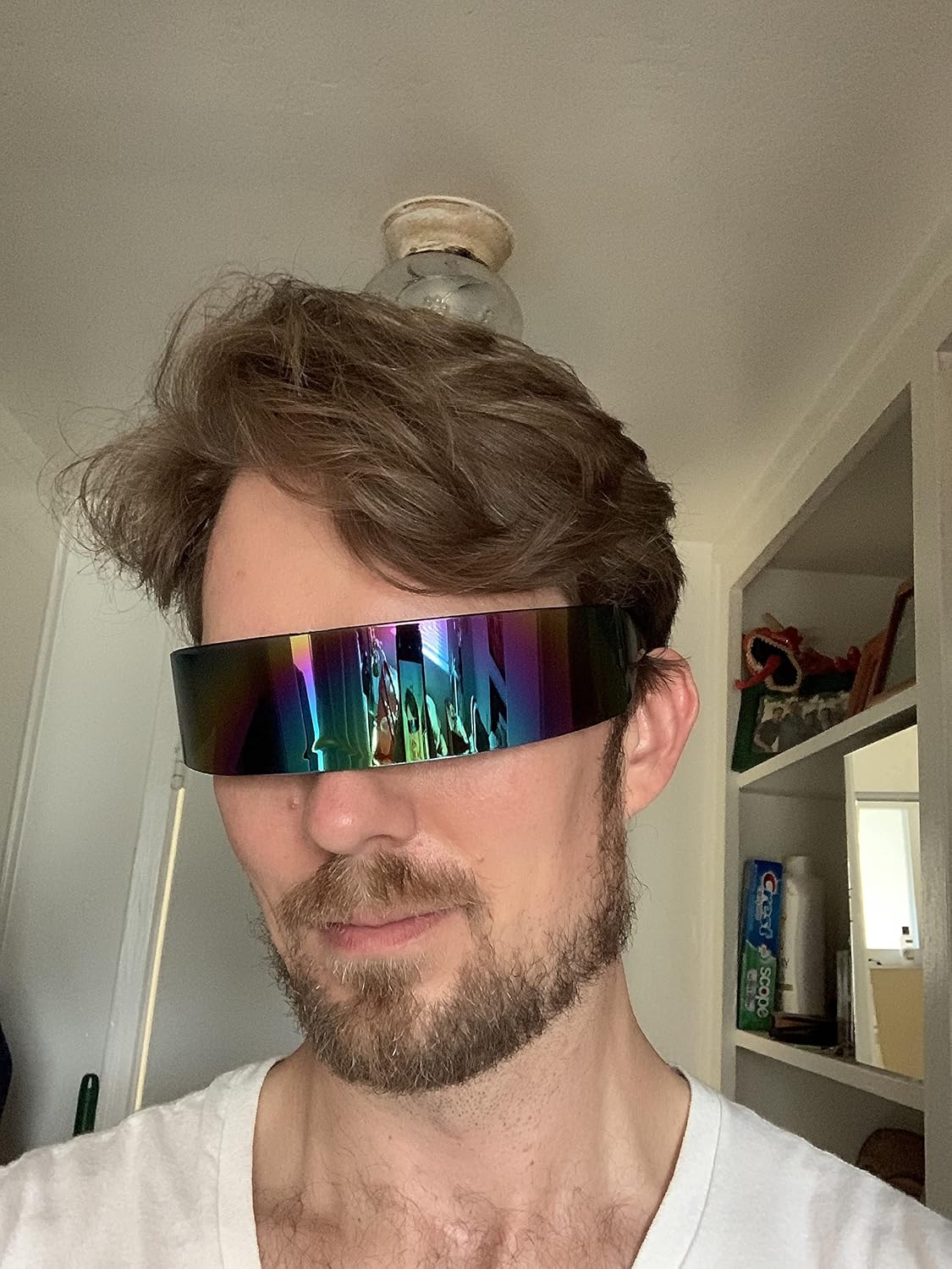 商品图片 16 | B08THY8CBQ | FEISEDY 80s Futuristic Cyclops Cyber Visor Sunglasses Men Women Punk Style Cosplay B2740