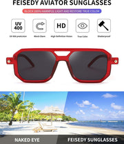 ÉÌƷͼƬ 100 | B09YTJ4FQZ | FEISEDY Vintage Square 70s Flat Aviator Sunglasses Women Men Classic Retro Stylish Frame UV400 Sunglasses B2622