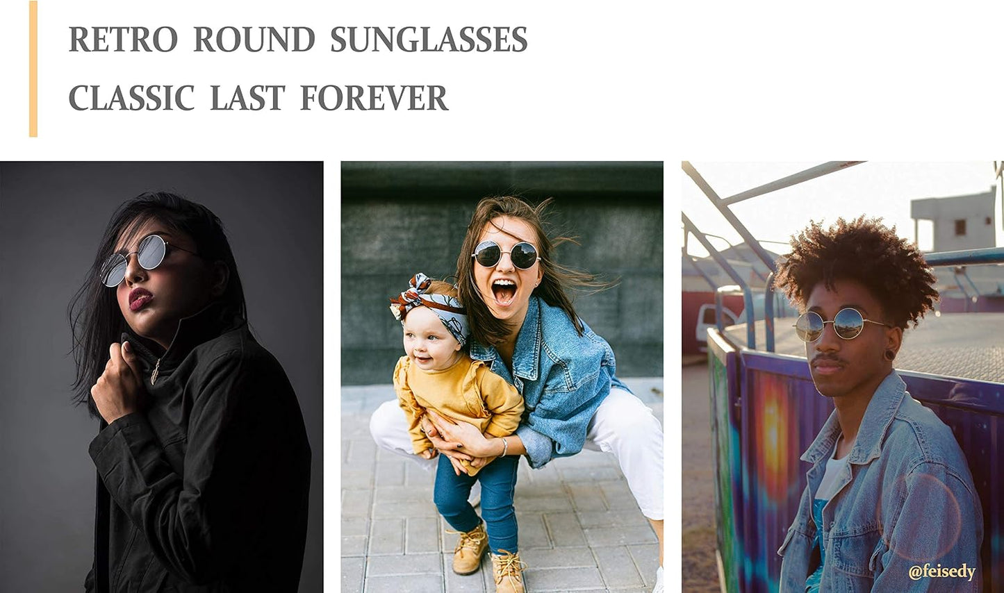 商品图片 10 | B08HRQJKLS | FEISEDY Steampunk Sunglasses Retro Round Polarized Women Men Metal Glasses B2528