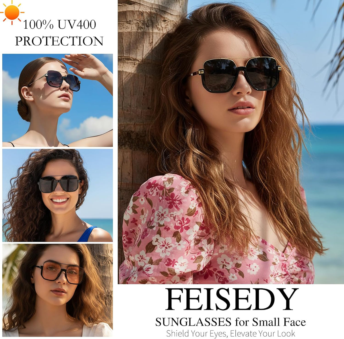 ÉÌƷͼƬ 18 | B0GXYGJLHV | FEISEDY Retro Square Aviator Sunglasses for Women Men Y2K Oversized B0432