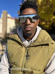 ÉÌƷͼƬ 53 | B09H6XXSDN | FEISEDY Oversized Sunglasses Mens Womens Flat Top Square Trendy Visor Shades UV400 B2470