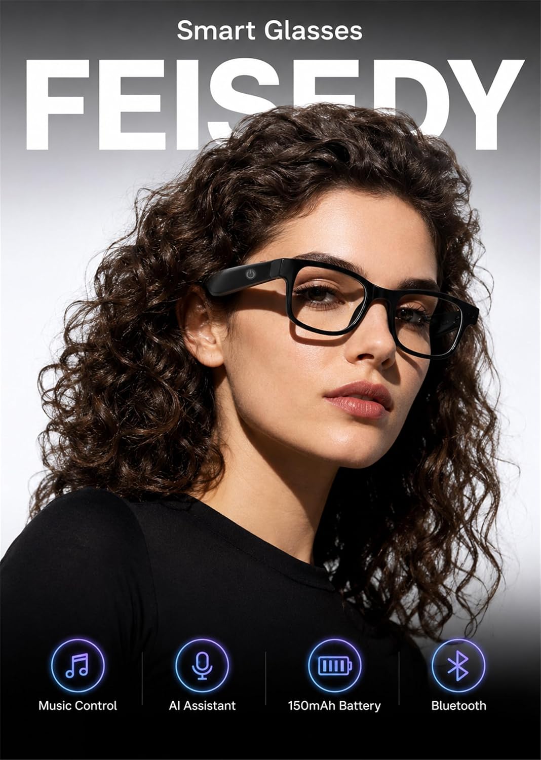 商品图片 2 | B0H6PJ2TJN | FEISEDY AI Smart Glasses with AI Assistant for Travel & Daily Use B0476